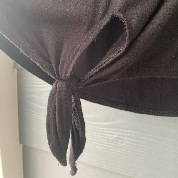 Kim & Cami Black Floral Sleeve Tie T-Shirt Blouse Size L - Picture 3 of 5